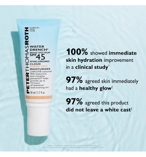 Peter Thomas Roth Water Drench Broad Spectrum SPF 45 Hyaluronic Cloud Sheer Tint Moisturizer - Зволожуючий сонцезахисний тінт із SPF 45 